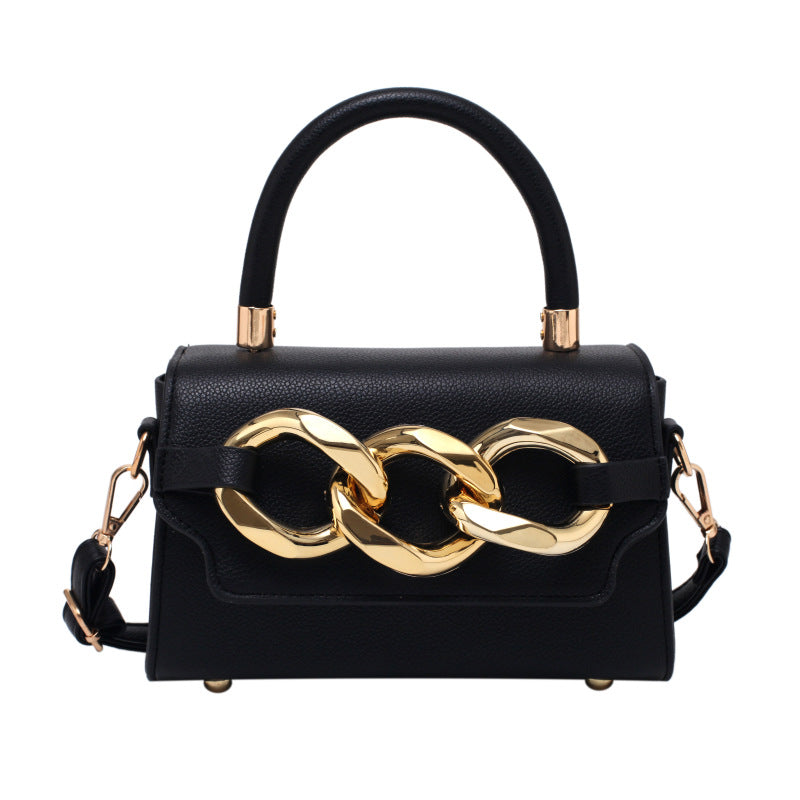 Mila Moya Luxury Leather Top-Handle Bag | 8x3x9 inch | Women Purse with Gold Color Chain