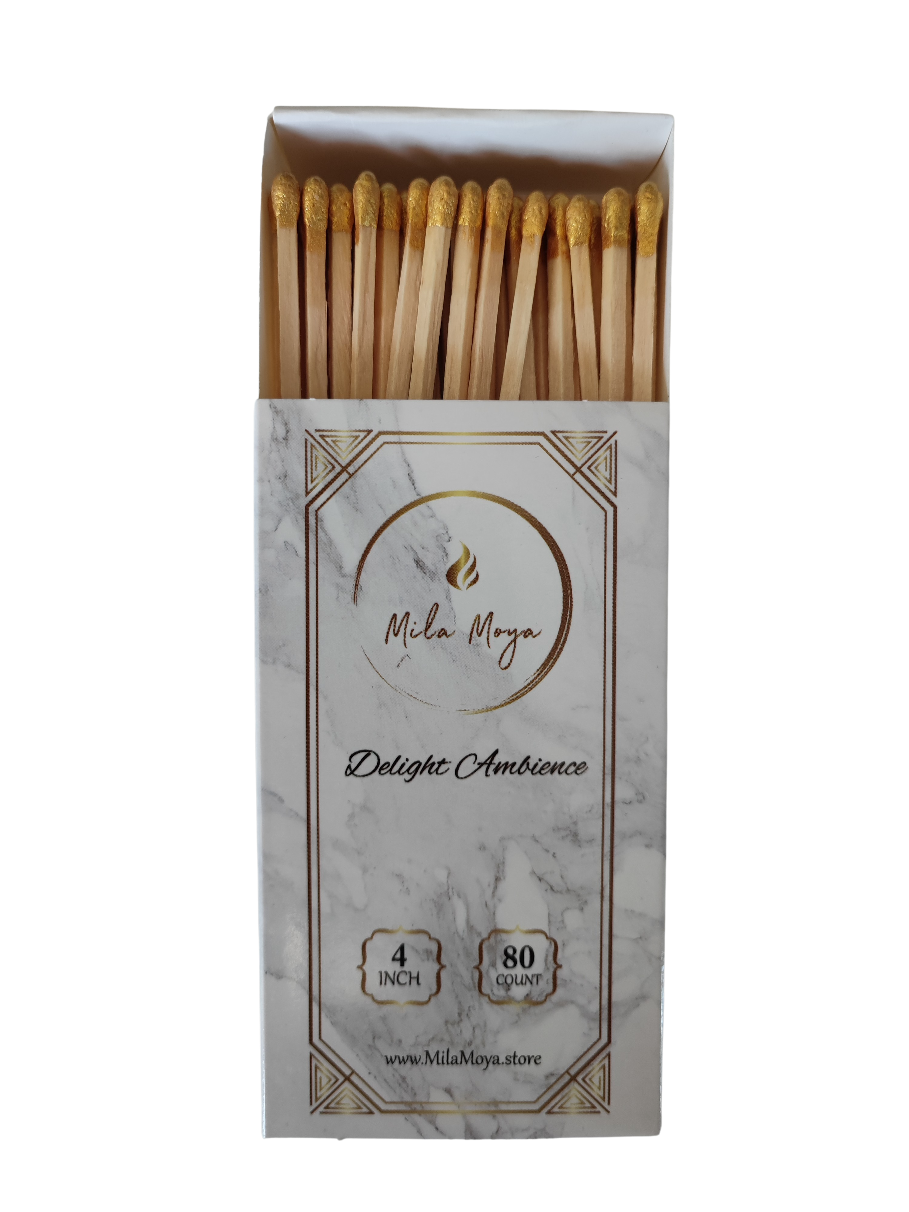 Mila Moya Decorative Wooden Matches 4in/10cm | 80 Count | Strike On The Box Active