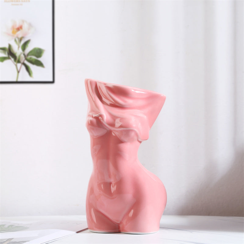 Mila Moya Ceramic Flower Vase | 8in x 4in | Undressing Naked Female Body | Woman Nude Shape Vase for Home Decor