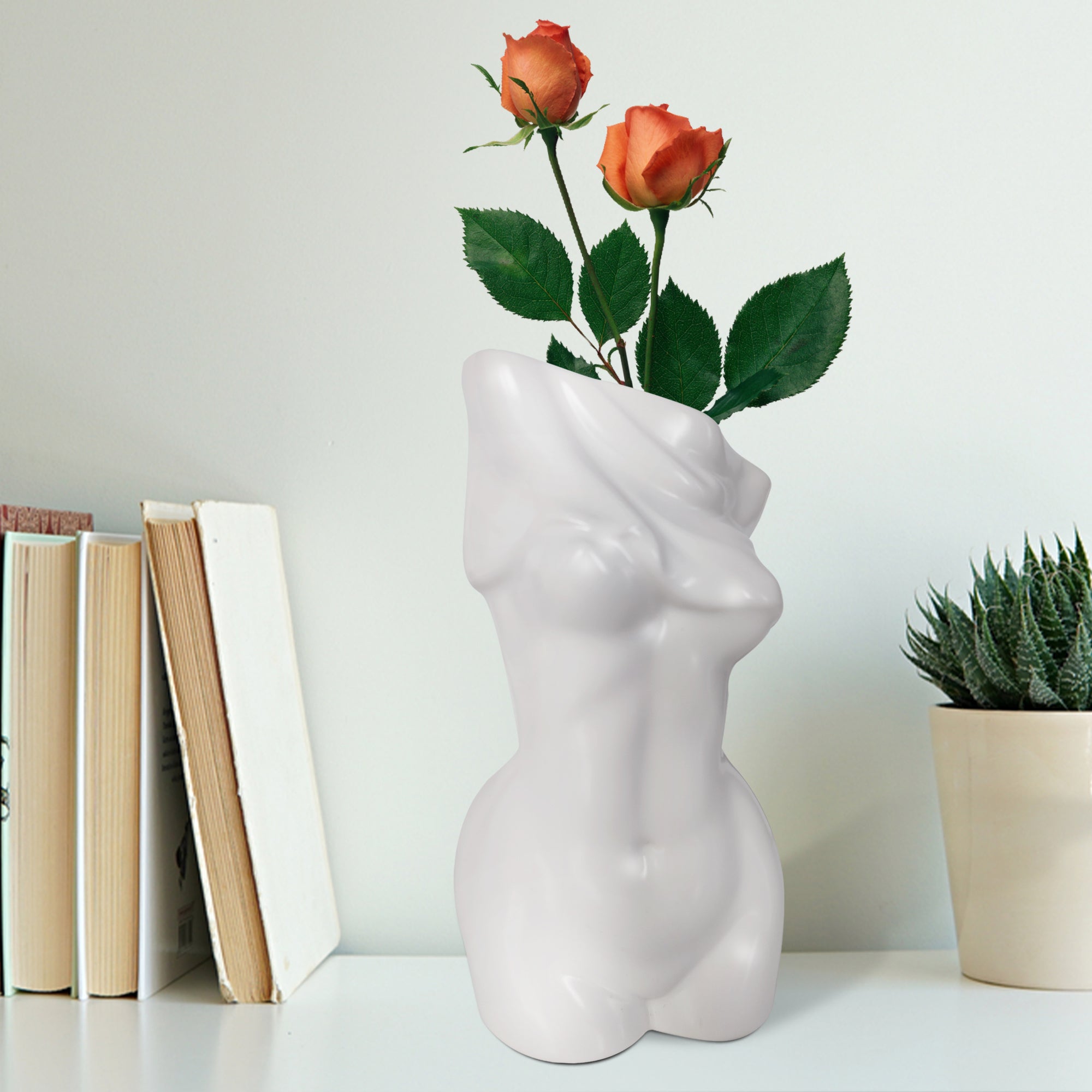 Mila Moya Ceramic Flower Vase | 8in x 4in | Undressing Naked Female Body | Woman Nude Shape Vase for Home Decor